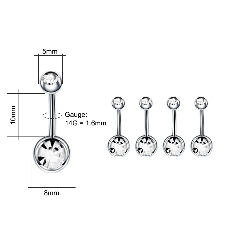 5pcs 5colors 14G 10mm Surgical - Body Jewelry Surgical Steel ulasan dan harga