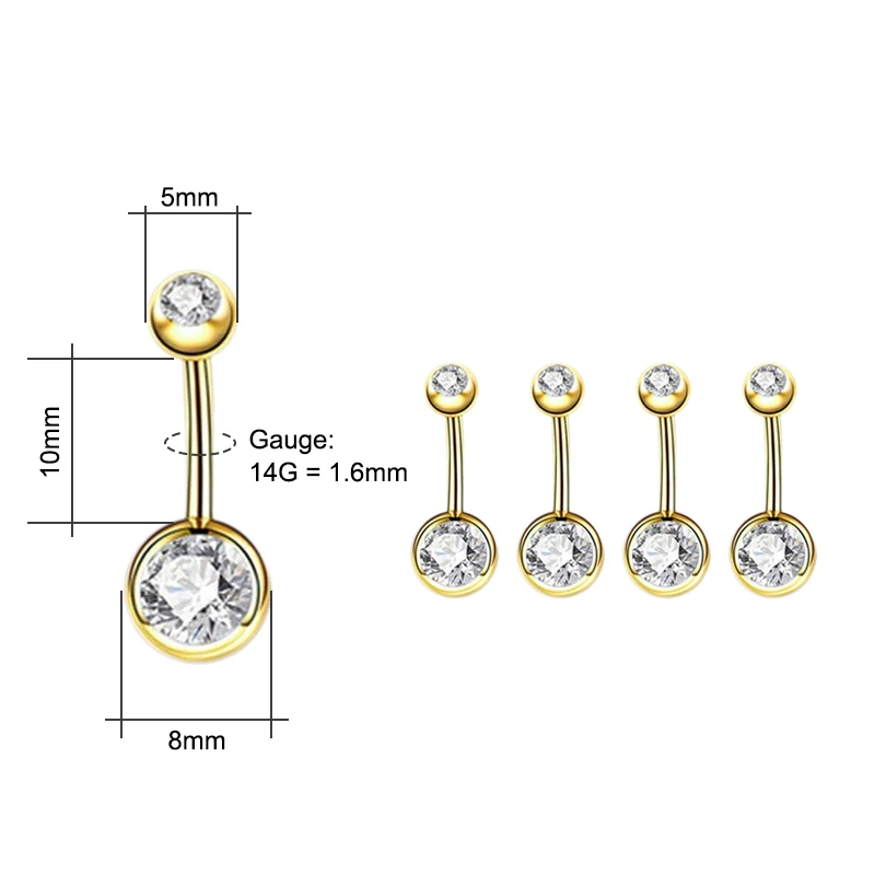 5pcs 5colors 14G 10mm Surgical - Body Jewelry Surgical Steel ulasan dan harga