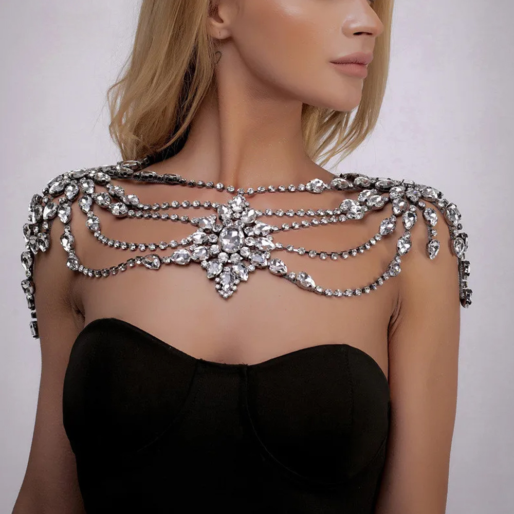 Boho Crystal Bridal Shoulder C - Body Jewelry Retainers ulasan dan harga