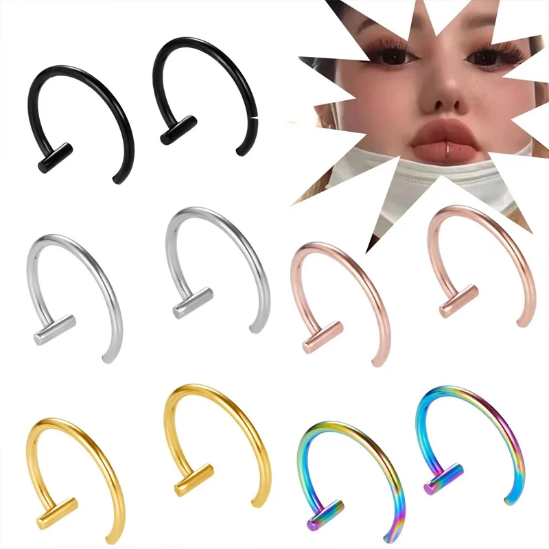 5PCS T Bar Half Huggie Cartila - Body Jewelry Surgical Steel ulasan dan harga