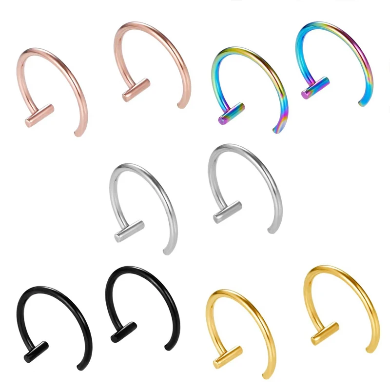 5PCS T Bar Half Huggie Cartila - Body Jewelry Surgical Steel ulasan dan harga